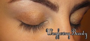 Pat the gold half of Spell onto the inner half of the lid; do the same with Beware (light fawn brown) on the outer half