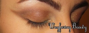 Apply Bewitch (warm chocolate brown) to the crease and bottom lash line, winging it out past the brow